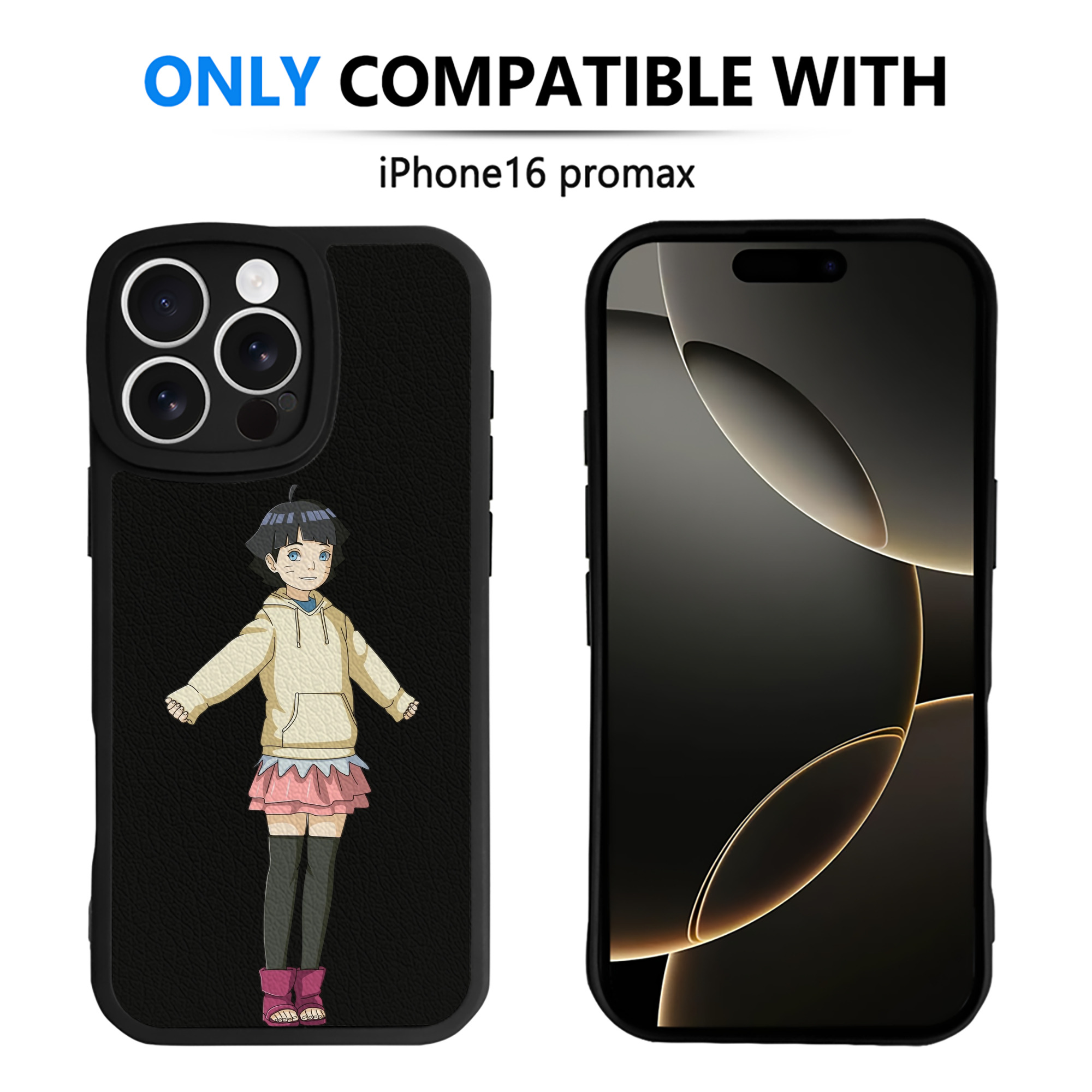 （画像用） NARUTO -ナルト- うずまき ヒマワリ Uzumaki Himawari 【iPhone 16シリーズ対応】シリコンスマホケース（レザー調） 材質：シリコン